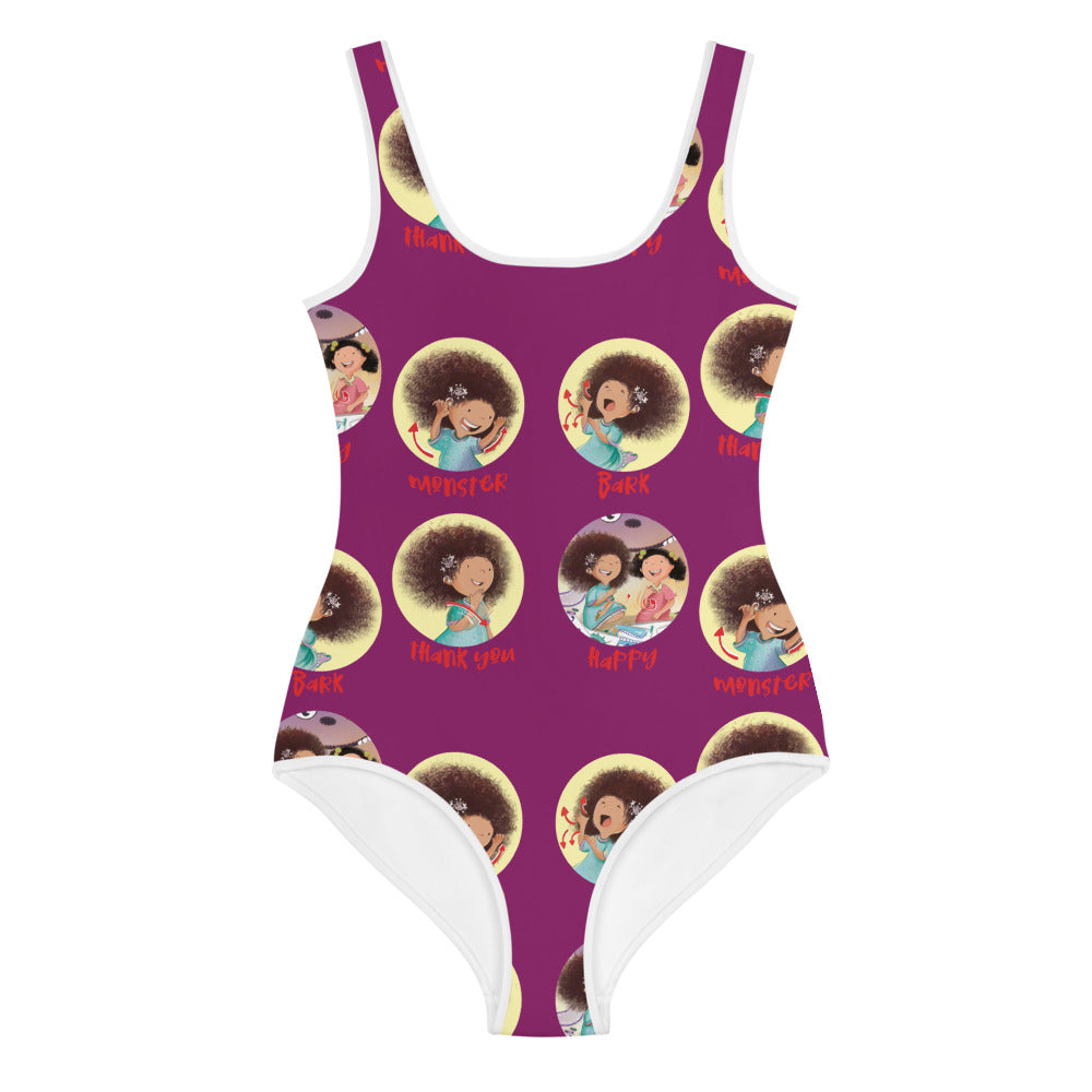 Nathaly the Brave Signs print Youth Swimsuit