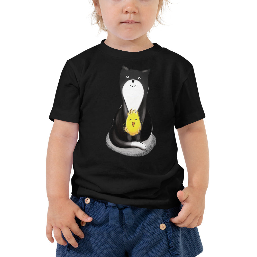 Sitting Kitty & Chick Toddler Short Sleeve Tee