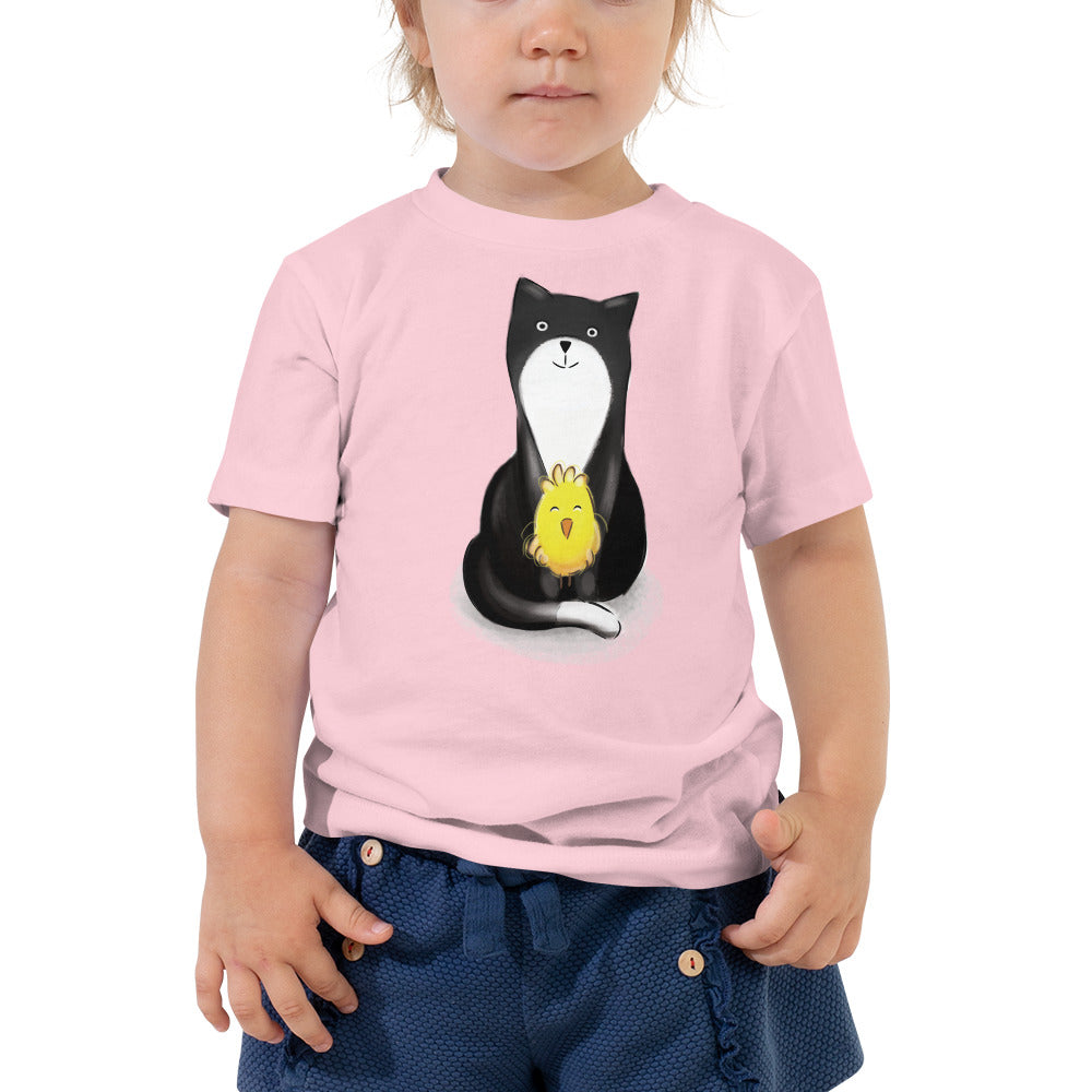 Sitting Kitty & Chick Toddler Short Sleeve Tee