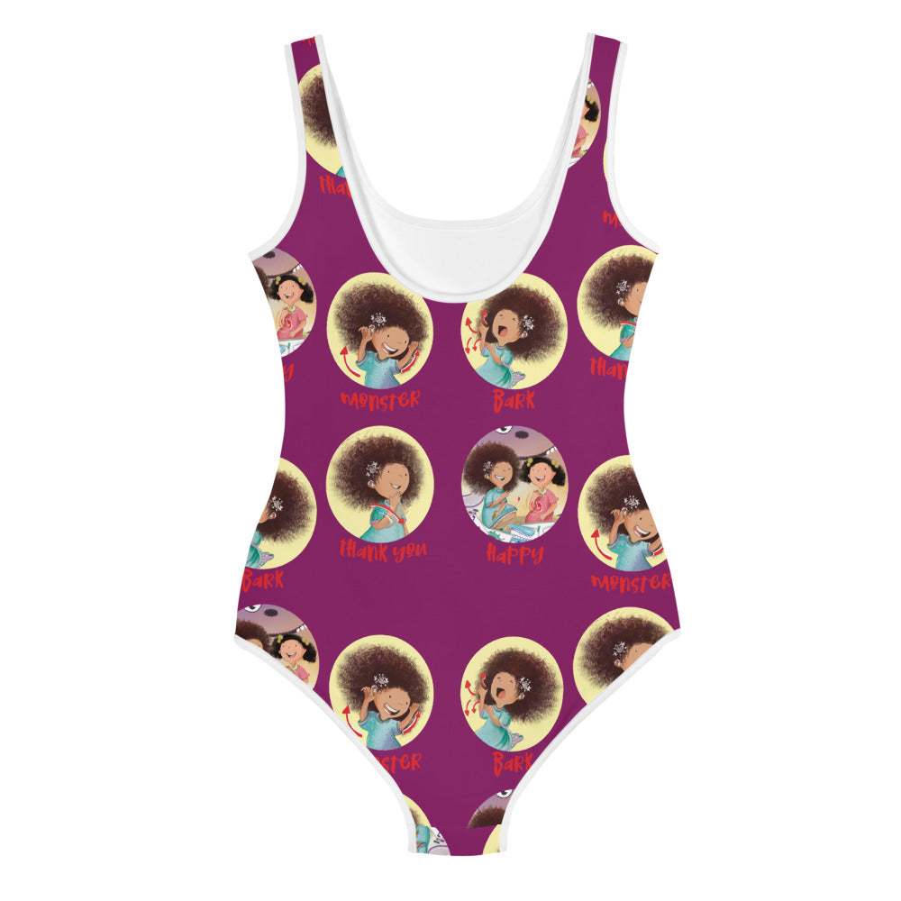 Nathaly the Brave Signs print Youth Swimsuit