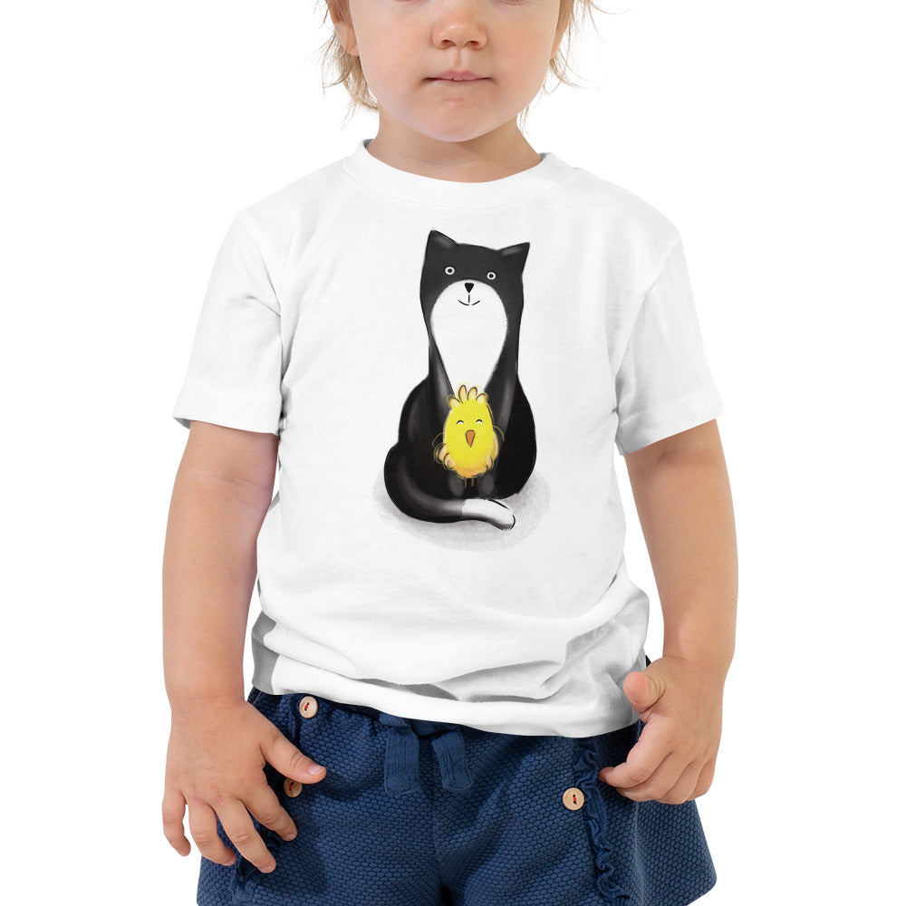 Sitting Kitty & Chick Toddler Short Sleeve Tee