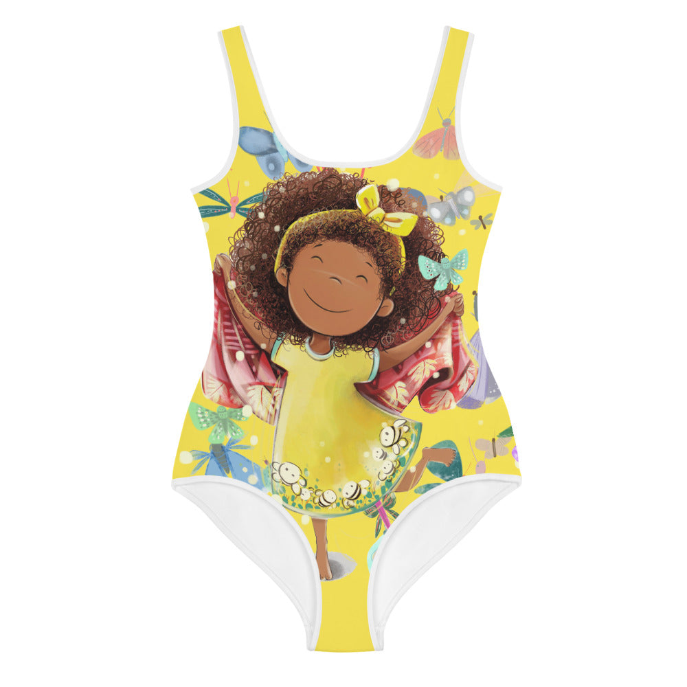 Yellow Butterfly Youth Swimsuit