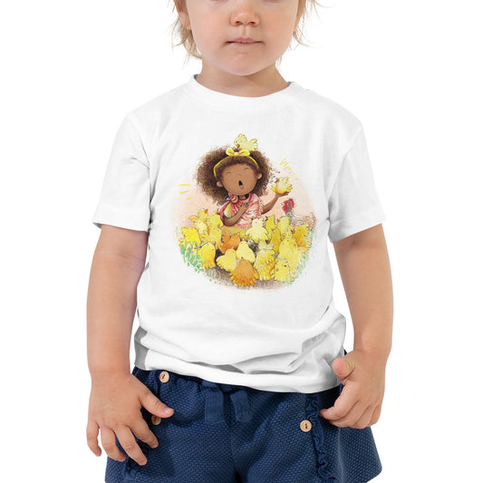 Little María Singing with Baby Chick Toddler Short Sleeve Tee