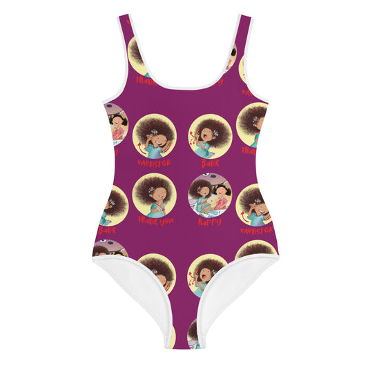 Nathaly the Brave Signs print Youth Swimsuit