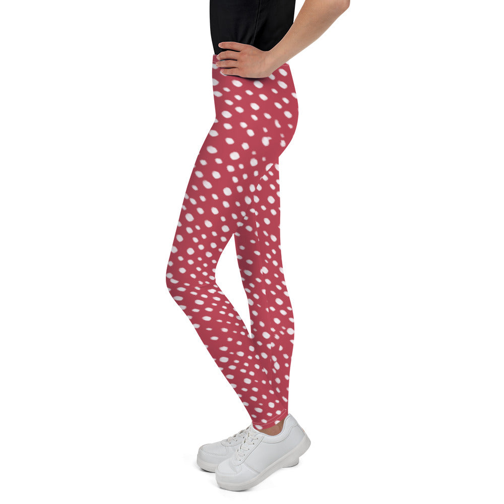 Nathaly the Brave Red/ White Dot Youth Leggings